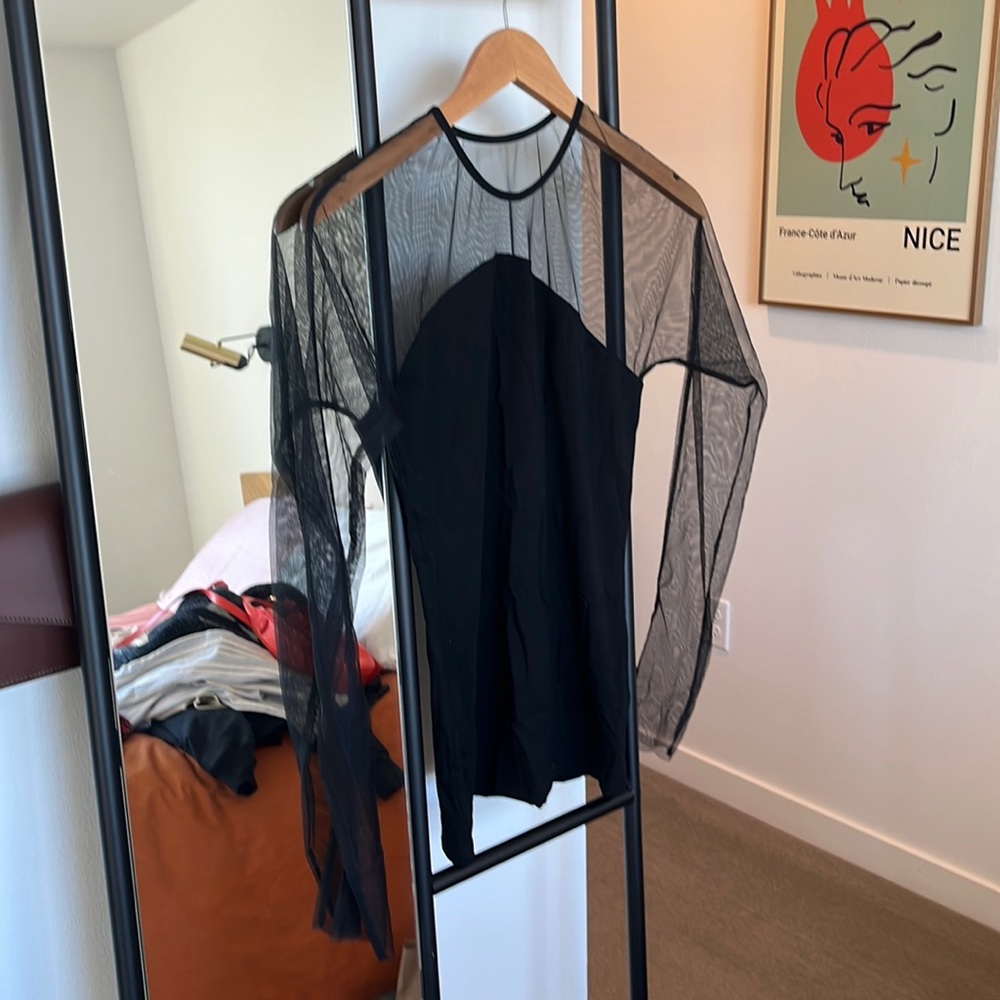Black mesh top.